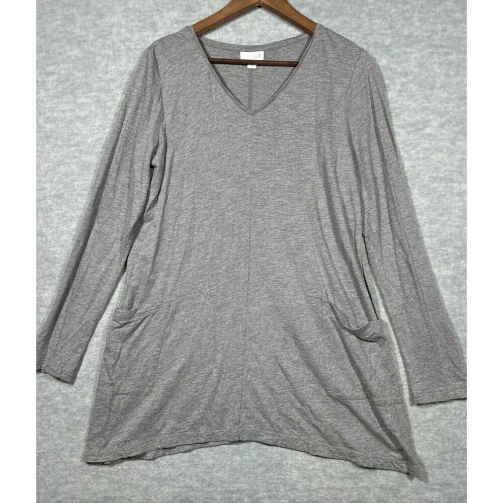 J Jill Women’s‎ Tunic Sz M Gray V Neck Pullover Pockets Comfort Casual